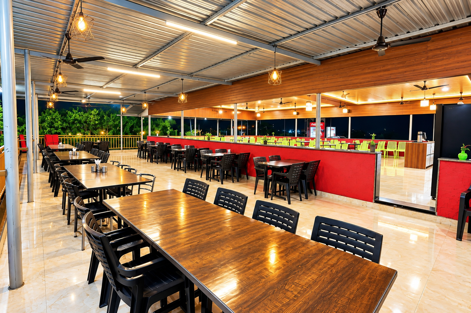 Open-air terrace seating