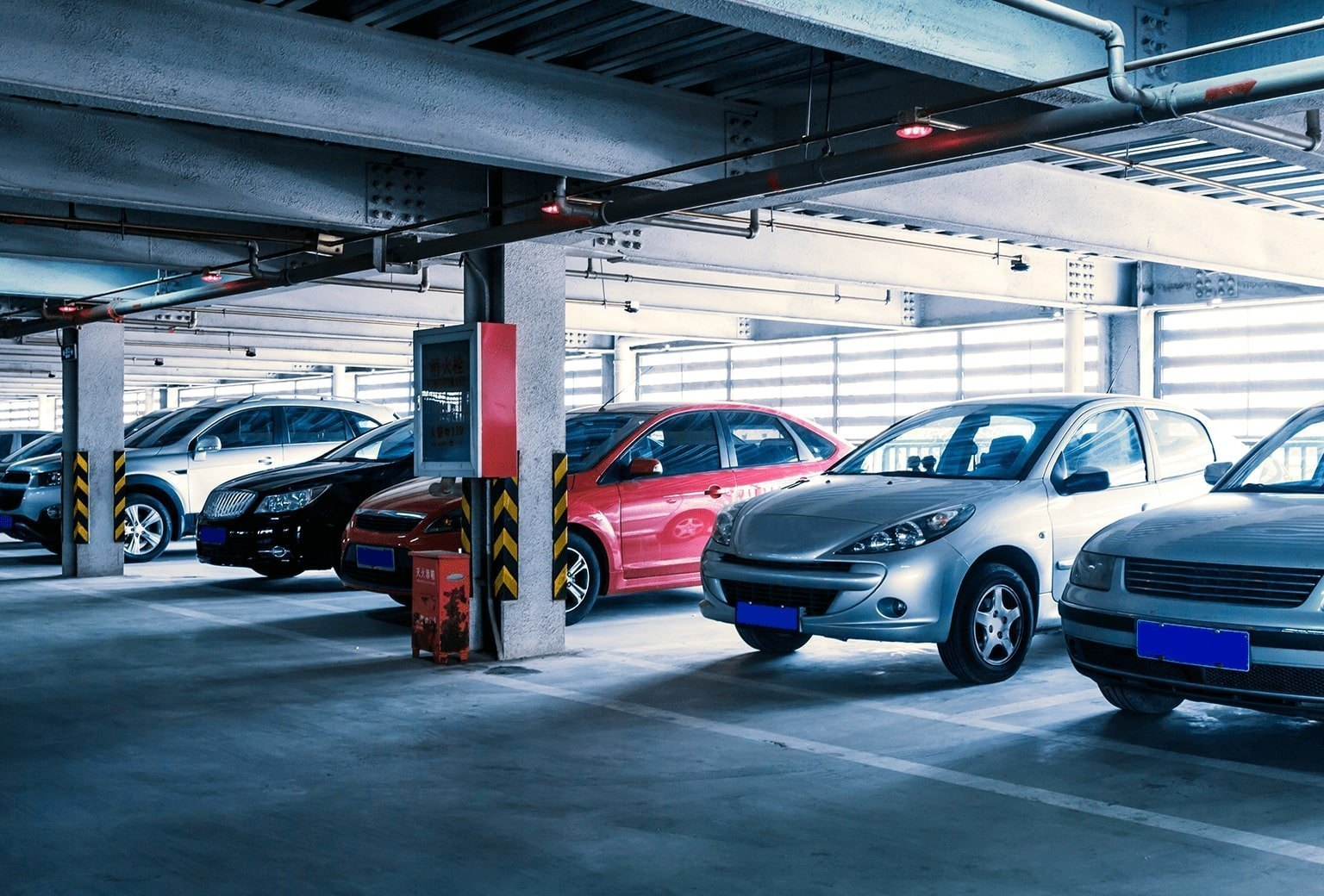 Parking area with cars